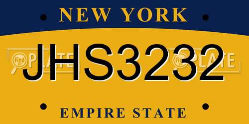 JHS3232 New York License Plate