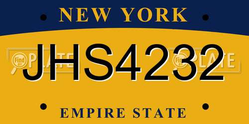 JHS4232 New York License Plate
