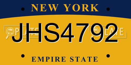 JHS4792 New York License Plate