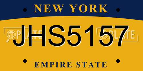JHS5157 New York License Plate