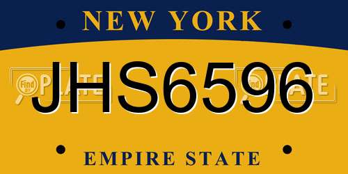JHS6596 New York License Plate