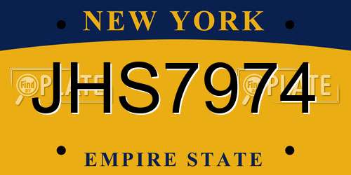 JHS7974 New York License Plate
