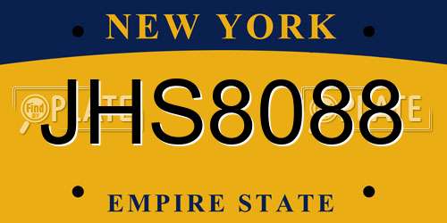 JHS8088 New York License Plate