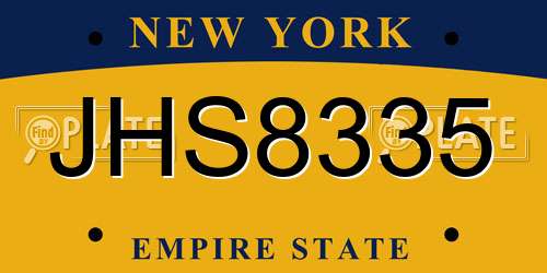 JHS8335 New York License Plate