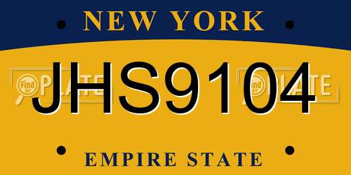 JHS9104 New York License Plate