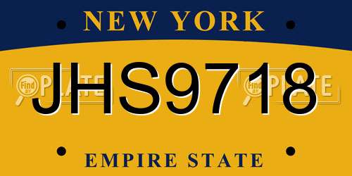 JHS9718 New York License Plate