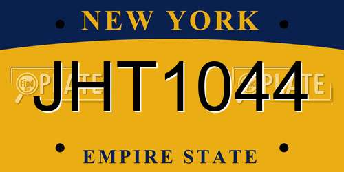 JHT1044 New York License Plate