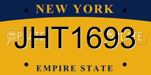 JHT1693 New York License Plate