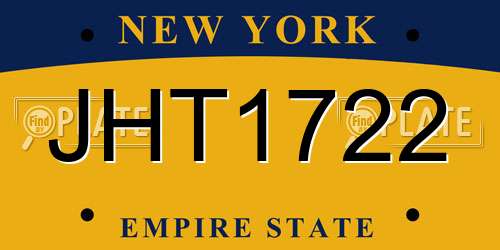 JHT1722 New York License Plate