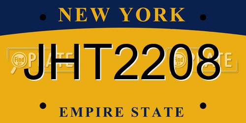 JHT2208 New York License Plate