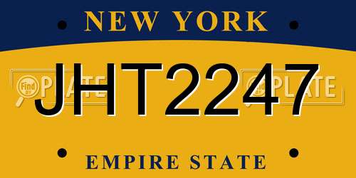 JHT2247 New York License Plate