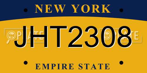 JHT2308 New York License Plate