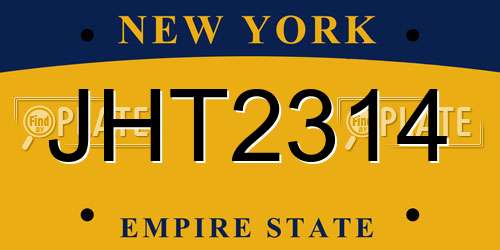 JHT2314 New York License Plate