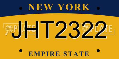 JHT2322 New York License Plate
