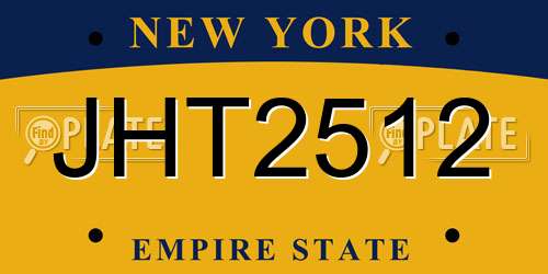 JHT2512 New York License Plate