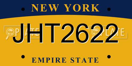 JHT2622 New York License Plate