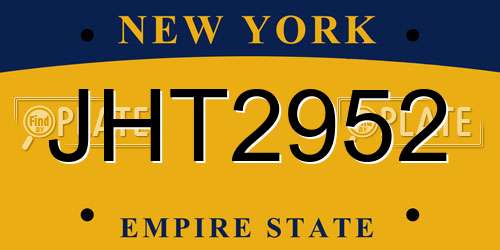 JHT2952 New York License Plate