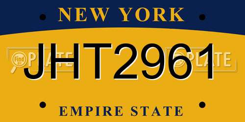 JHT2961 New York License Plate