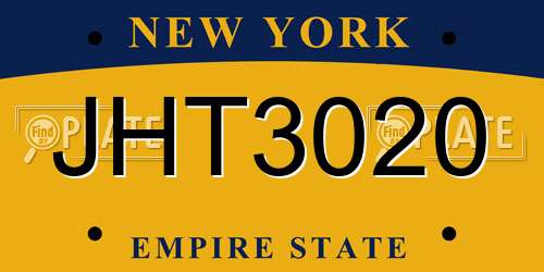 JHT3020 New York License Plate