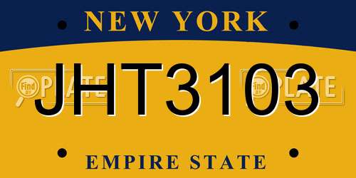 JHT3103 New York License Plate