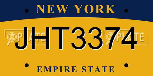 JHT3374 New York License Plate