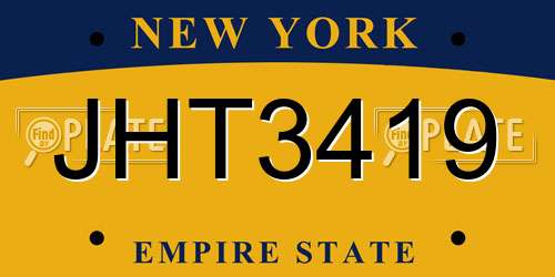 JHT3419 New York License Plate