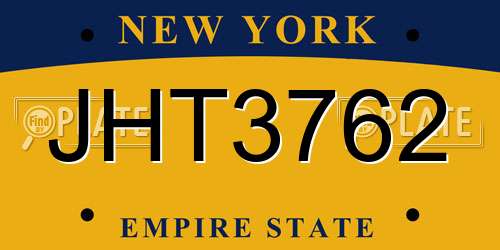 JHT3762 New York License Plate