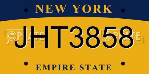JHT3858 New York License Plate