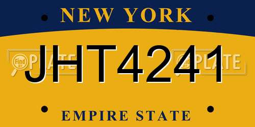 JHT4241 New York License Plate
