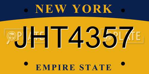 JHT4357 New York License Plate