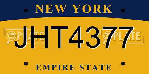 JHT4377 New York License Plate