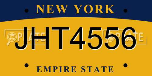 JHT4556 New York License Plate