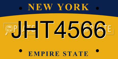 JHT4566 New York License Plate