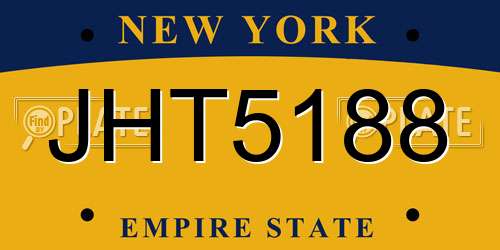 JHT5188 New York License Plate