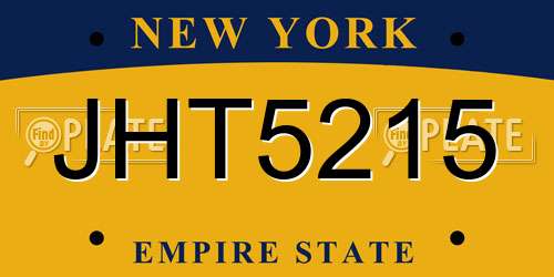 JHT5215 New York License Plate