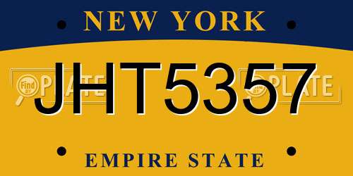 JHT5357 New York License Plate