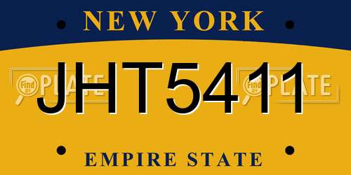 JHT5411 New York License Plate