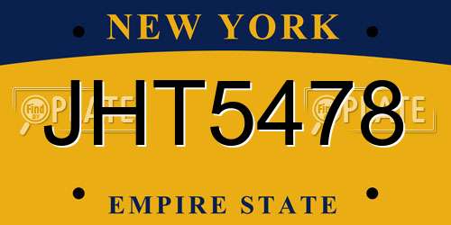 JHT5478 New York License Plate