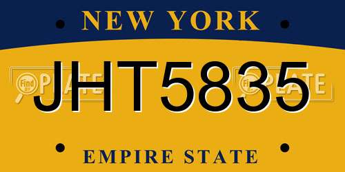 JHT5835 New York License Plate