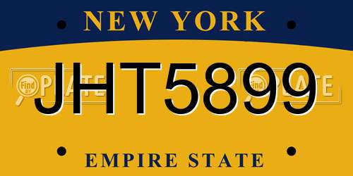 JHT5899 New York License Plate