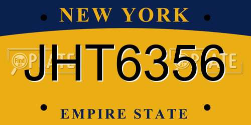 JHT6356 New York License Plate