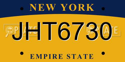 JHT6730 New York License Plate