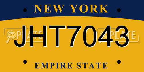 JHT7043 New York License Plate