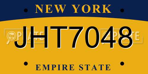 JHT7048 New York License Plate