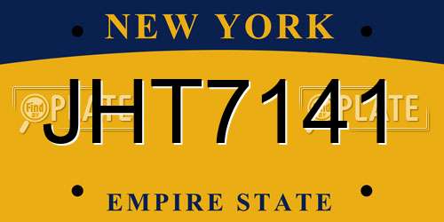 JHT7141 New York License Plate