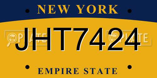 JHT7424 New York License Plate