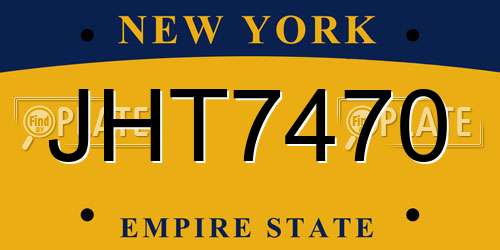 JHT7470 New York License Plate