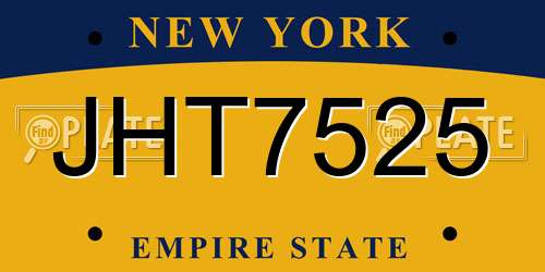 JHT7525 New York License Plate