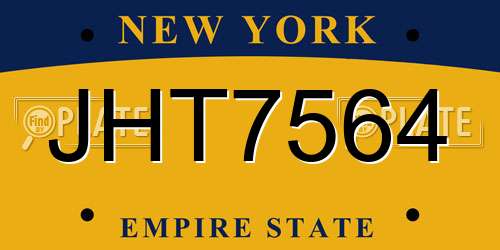 JHT7564 New York License Plate