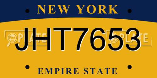 JHT7653 New York License Plate